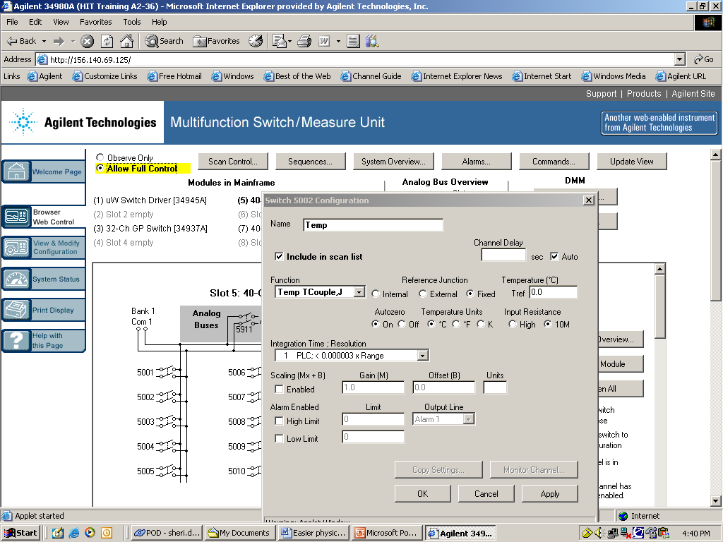 通過 Web 瀏覽器配置、執行測量或只是監視測量結果