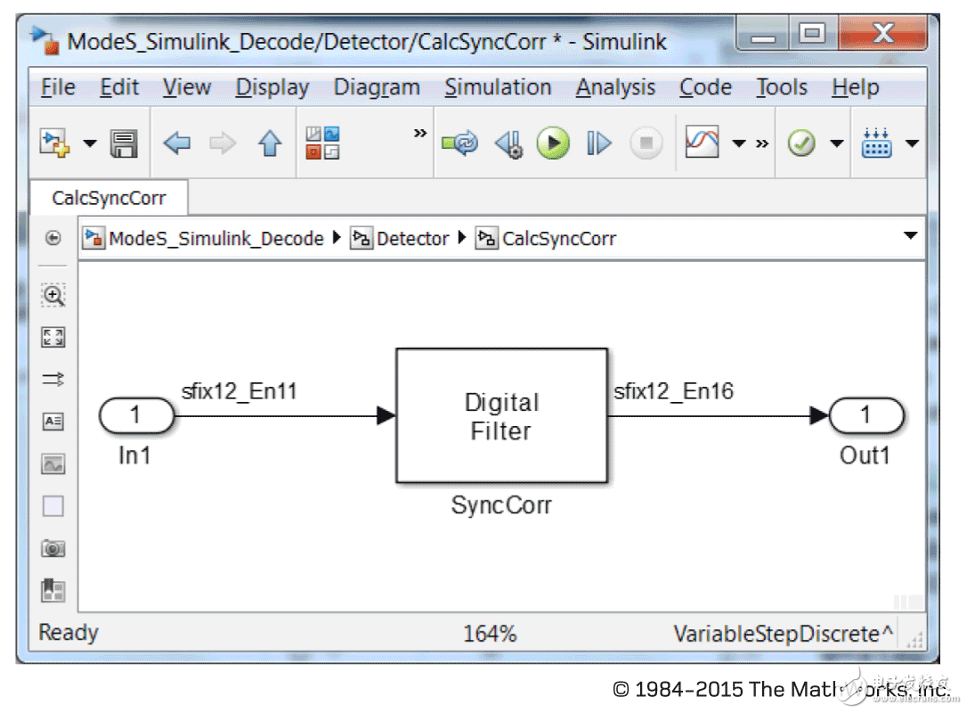 圖10. 用于前同步碼相關性的Simulink數字濾波器模塊，12位數據類型